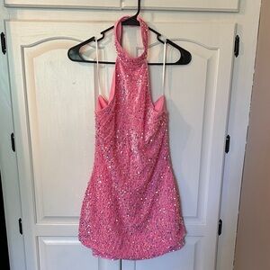 NWOT Pink Sequin Halter Dress: Shein Large